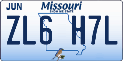 MO license plate ZL6H7L
