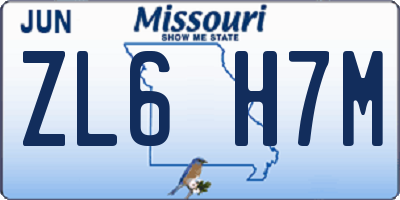 MO license plate ZL6H7M