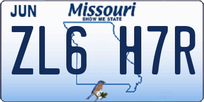 MO license plate ZL6H7R
