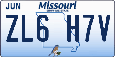 MO license plate ZL6H7V