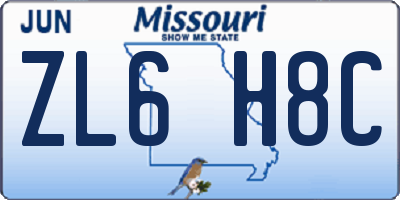 MO license plate ZL6H8C