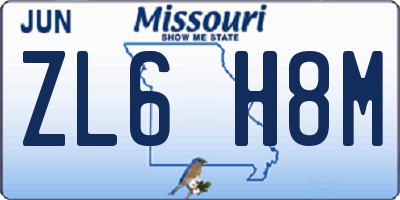 MO license plate ZL6H8M
