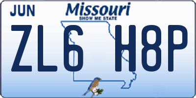 MO license plate ZL6H8P