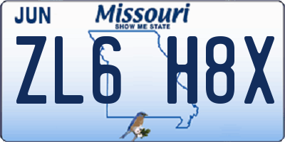 MO license plate ZL6H8X