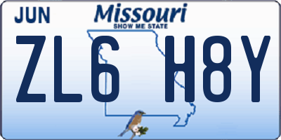 MO license plate ZL6H8Y