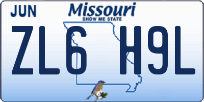 MO license plate ZL6H9L