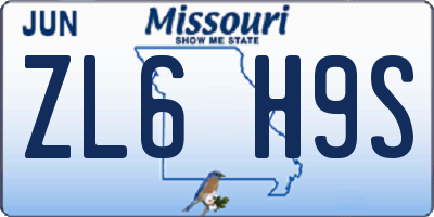 MO license plate ZL6H9S