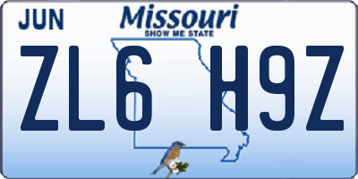 MO license plate ZL6H9Z