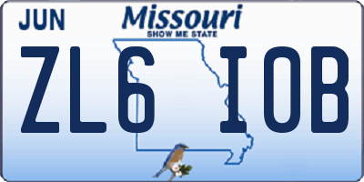 MO license plate ZL6I0B