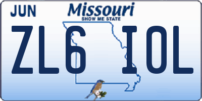 MO license plate ZL6I0L