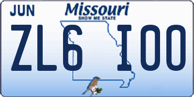 MO license plate ZL6I0O