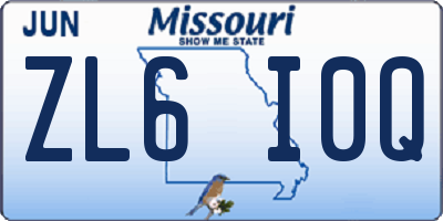 MO license plate ZL6I0Q