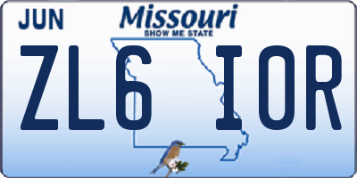 MO license plate ZL6I0R