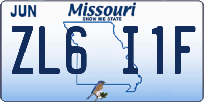 MO license plate ZL6I1F
