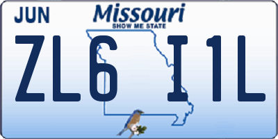 MO license plate ZL6I1L