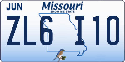MO license plate ZL6I1O