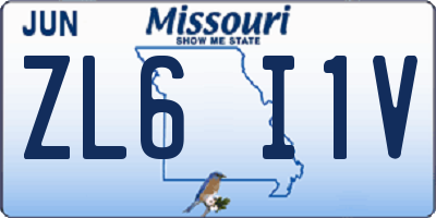 MO license plate ZL6I1V
