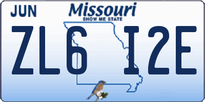 MO license plate ZL6I2E