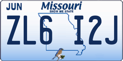 MO license plate ZL6I2J