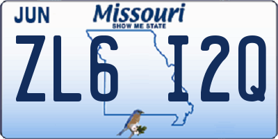 MO license plate ZL6I2Q
