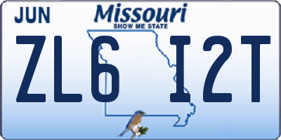 MO license plate ZL6I2T