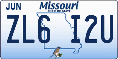 MO license plate ZL6I2U