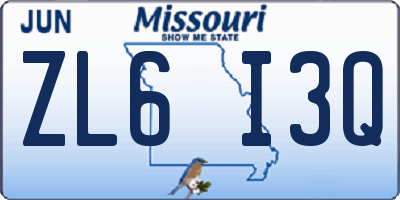 MO license plate ZL6I3Q
