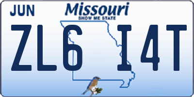 MO license plate ZL6I4T