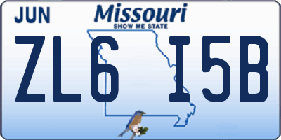 MO license plate ZL6I5B