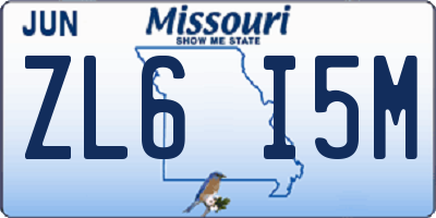 MO license plate ZL6I5M
