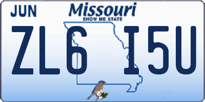 MO license plate ZL6I5U