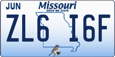 MO license plate ZL6I6F