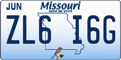 MO license plate ZL6I6G