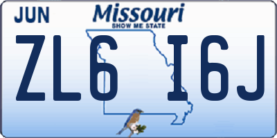 MO license plate ZL6I6J