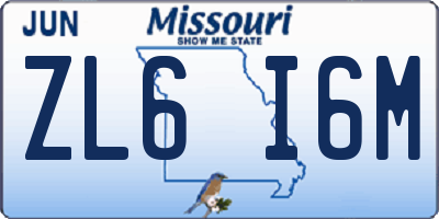 MO license plate ZL6I6M