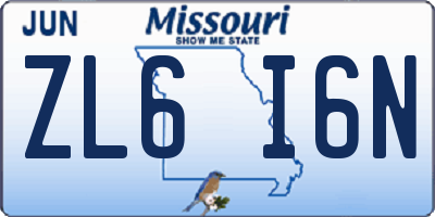 MO license plate ZL6I6N