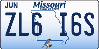 MO license plate ZL6I6S
