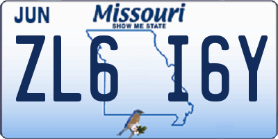 MO license plate ZL6I6Y