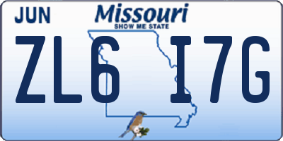 MO license plate ZL6I7G