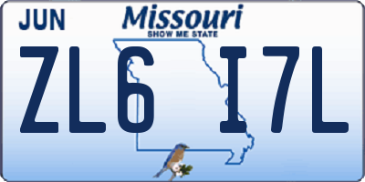 MO license plate ZL6I7L