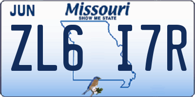 MO license plate ZL6I7R