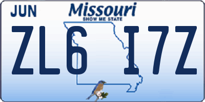MO license plate ZL6I7Z