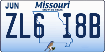 MO license plate ZL6I8B