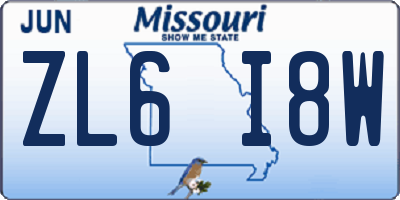 MO license plate ZL6I8W