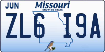 MO license plate ZL6I9A