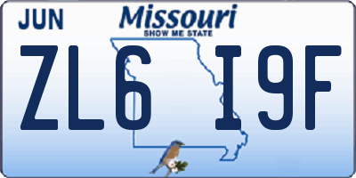 MO license plate ZL6I9F