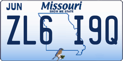 MO license plate ZL6I9Q