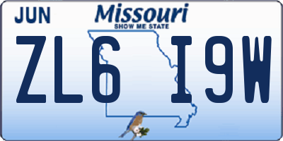 MO license plate ZL6I9W