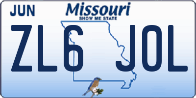 MO license plate ZL6J0L