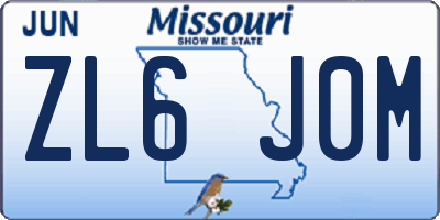 MO license plate ZL6J0M